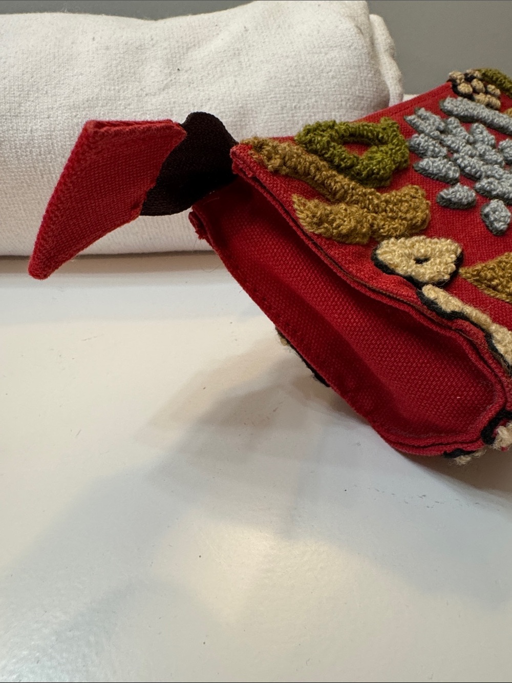 Embroidered Red Floral Cosmetic Pouch - Picture 6 of 7